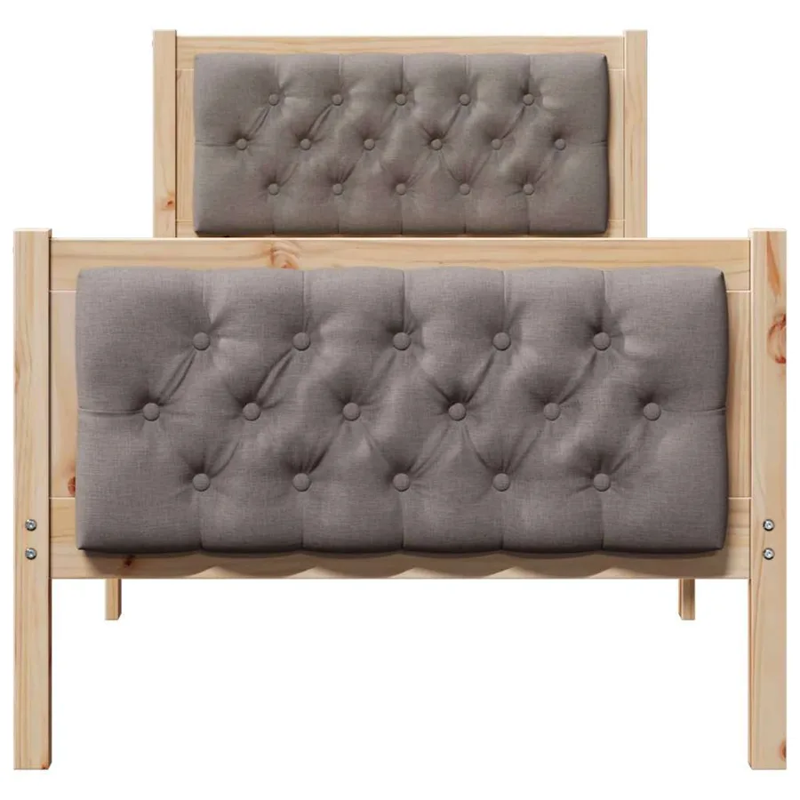 Cadre de lit avec tête de lit Taupe 75 x 190 cm Pin massif - 5