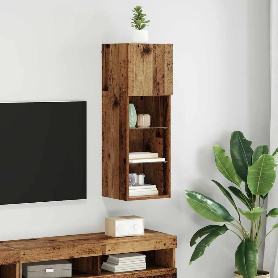 Meuble TV mural Bois ancien 30,5 x 30 x 90 cm Bois d'ingénierie