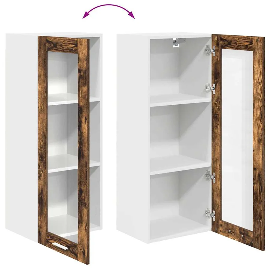 Armoire suspendue Chêne fumé 40 x 31 x 100 cm Bois d'ingénierie - 11