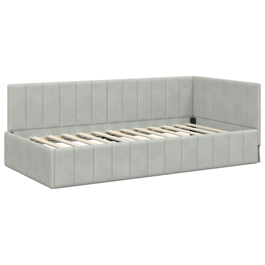 Cadre de lit d'angle Gris clair 90 cm x 190 cm Velours - 4