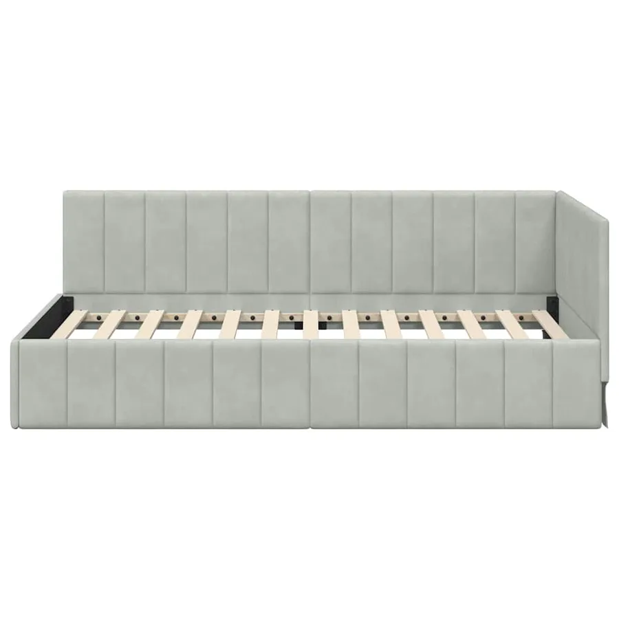 Cadre de lit d'angle Gris clair 90 cm x 190 cm Velours - 5