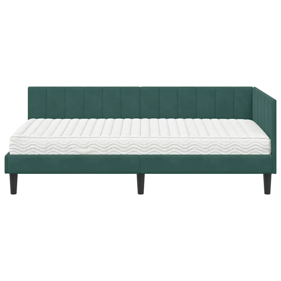 Cadre de lit d'angle avec matelas 2 pcs Vert Velours - 5