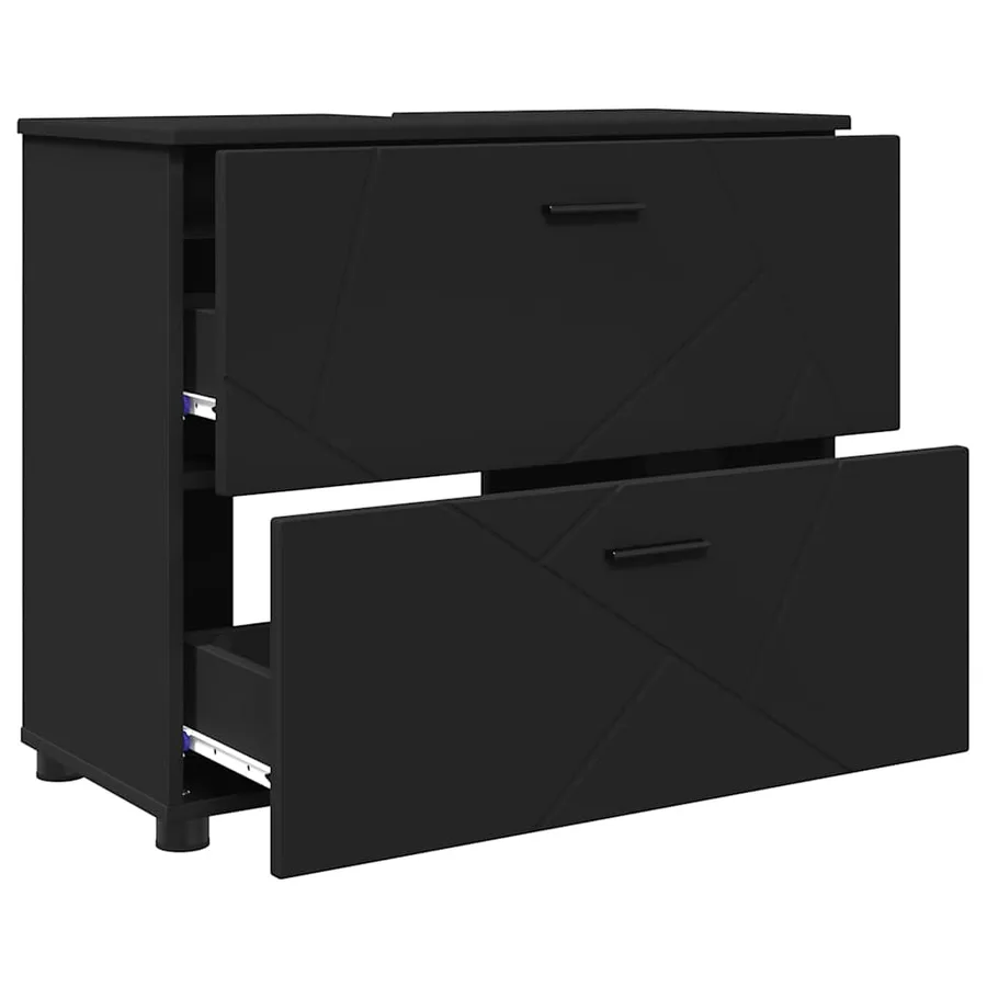 Cabinet de salle de bain avec tiroir Noir 76,5 x 35 x 64 cm - 5