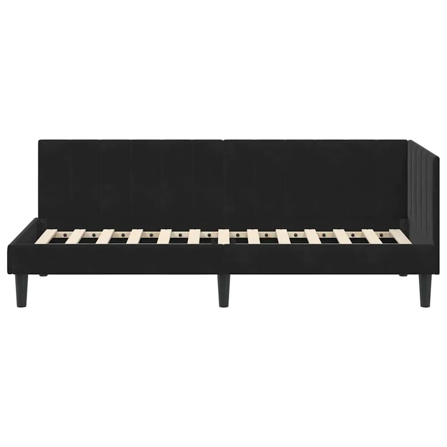 Cadre de lit d'angle Noir 80 cm x 200 cm Velours - 5
