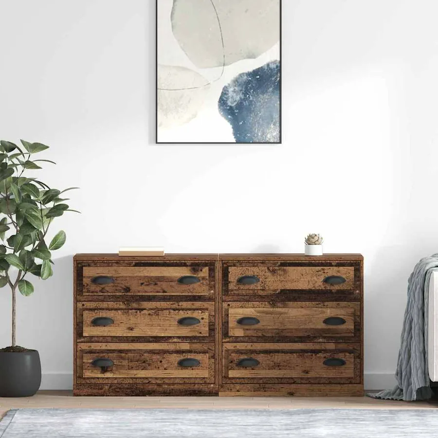 Buffets 2 pcs Bois Ancien 70 x 35,5 x 67,5 cm Bois d'ingénierie