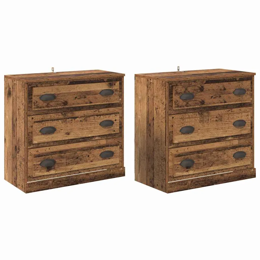 Buffets 2 pcs Bois Ancien 70 x 35,5 x 67,5 cm Bois d'ingénierie - 2