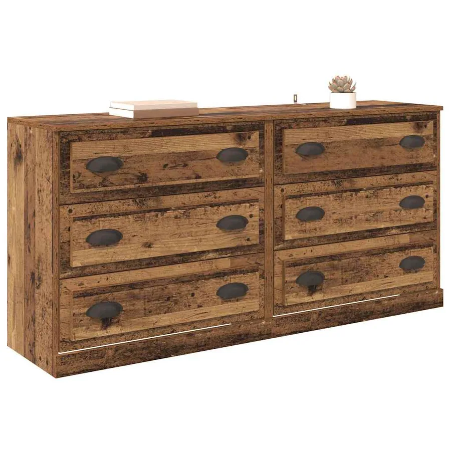 Buffets 2 pcs Bois Ancien 70 x 35,5 x 67,5 cm Bois d'ingénierie - 3