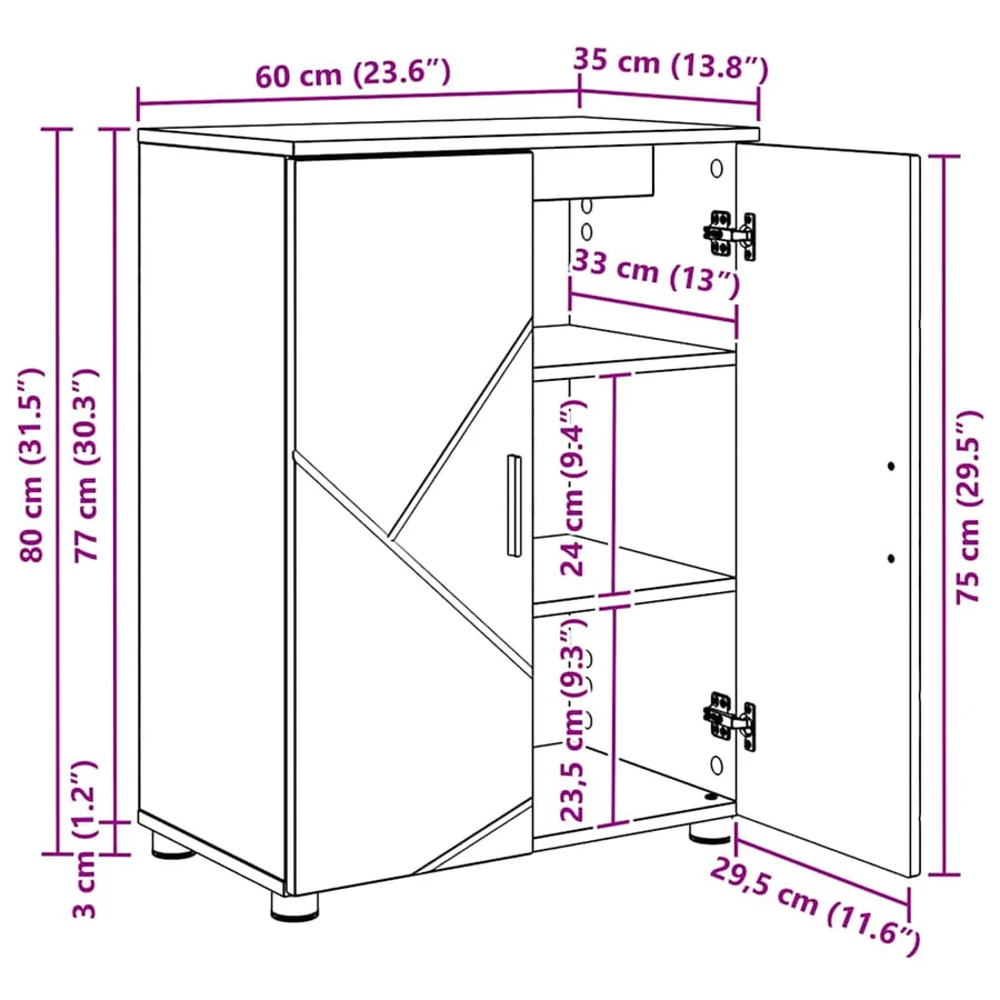 Cabinet de salle de bain Chêne Sonoma 60 x 35 x 80 cm - 15