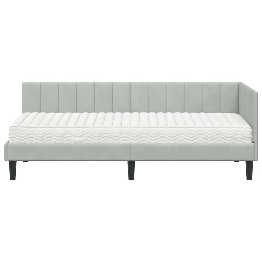 Cadre de lit d'angle avec matelas 2 pcs Gris clair Velours - 5