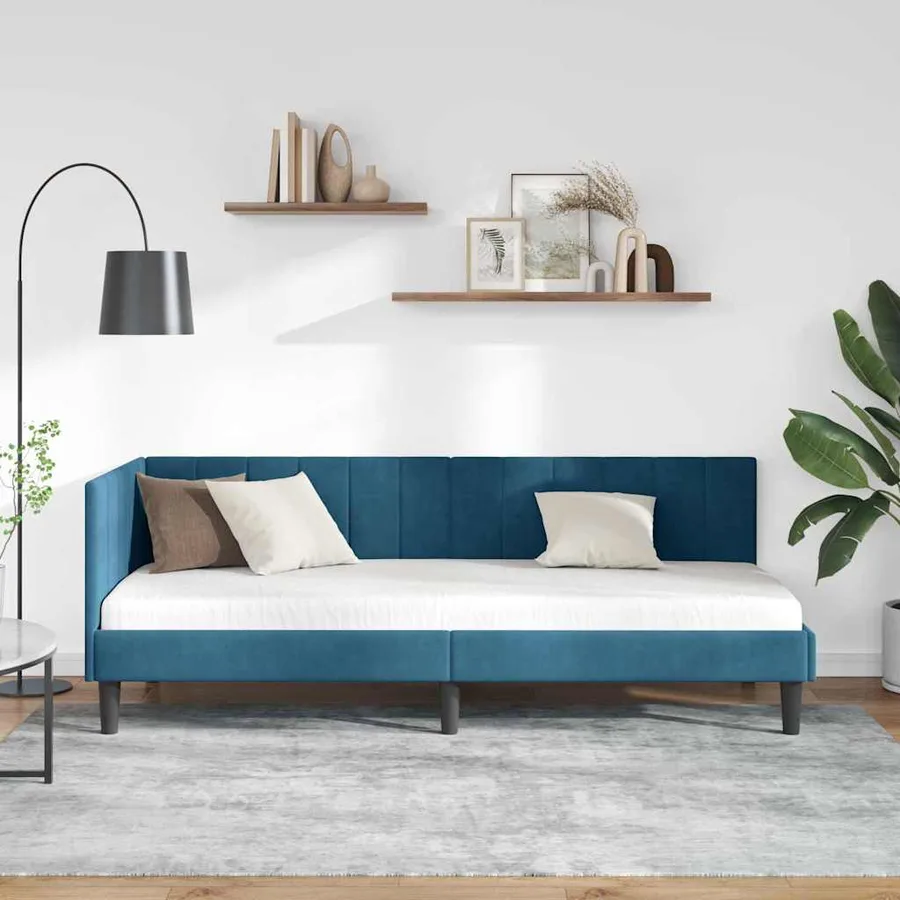 Cadre de lit d'angle Bleu 80 cm x 200 cm Velours - 3