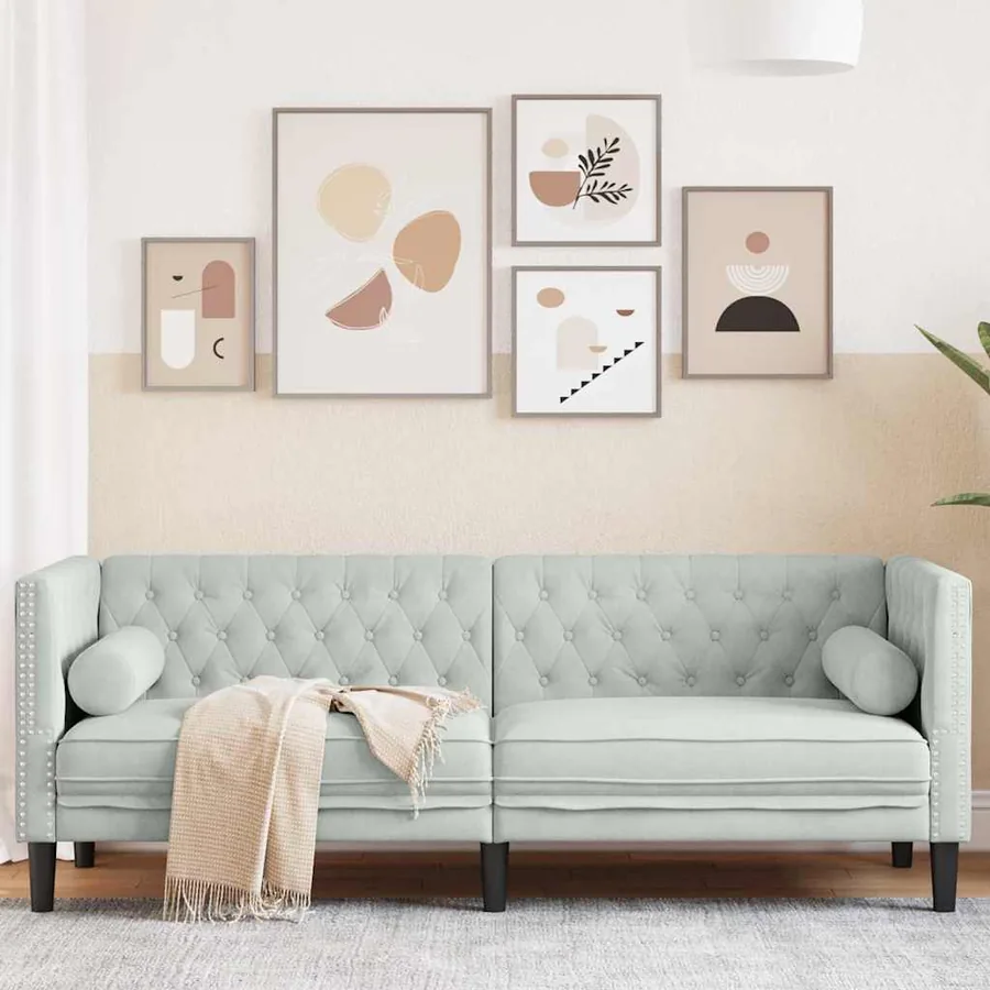 Canapé Gris clair 194 x 74,5 x 70,5 cm Velours
