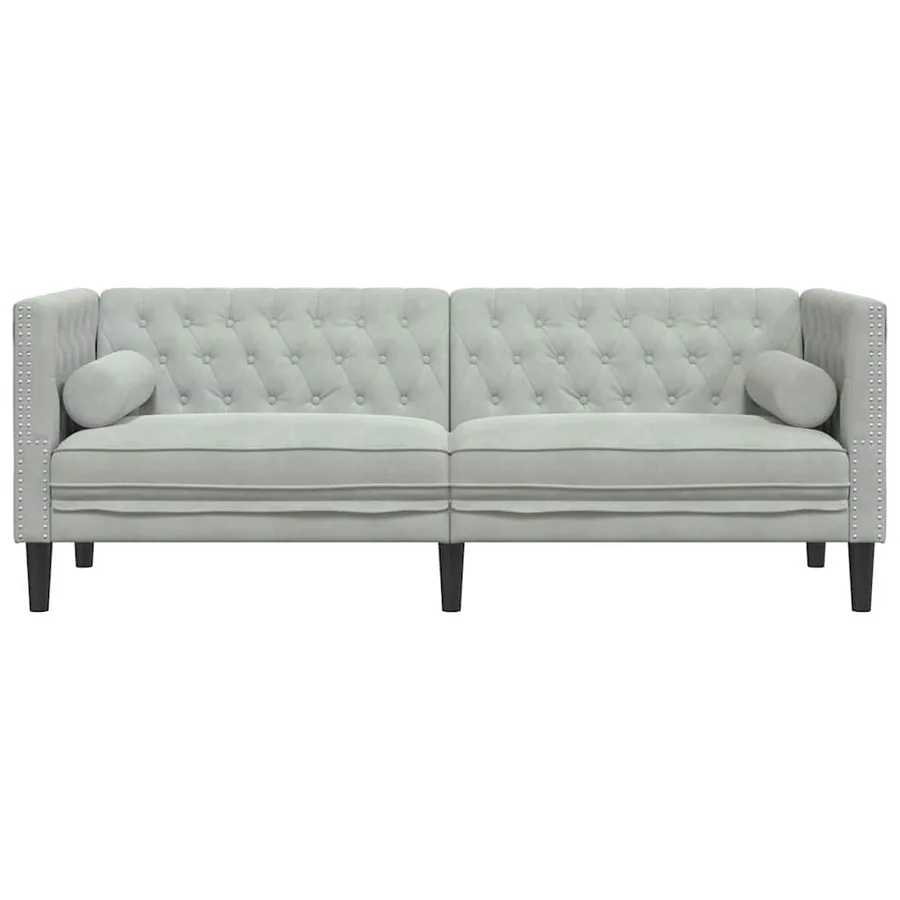 Canapé Gris clair 194 x 74,5 x 70,5 cm Velours - 4