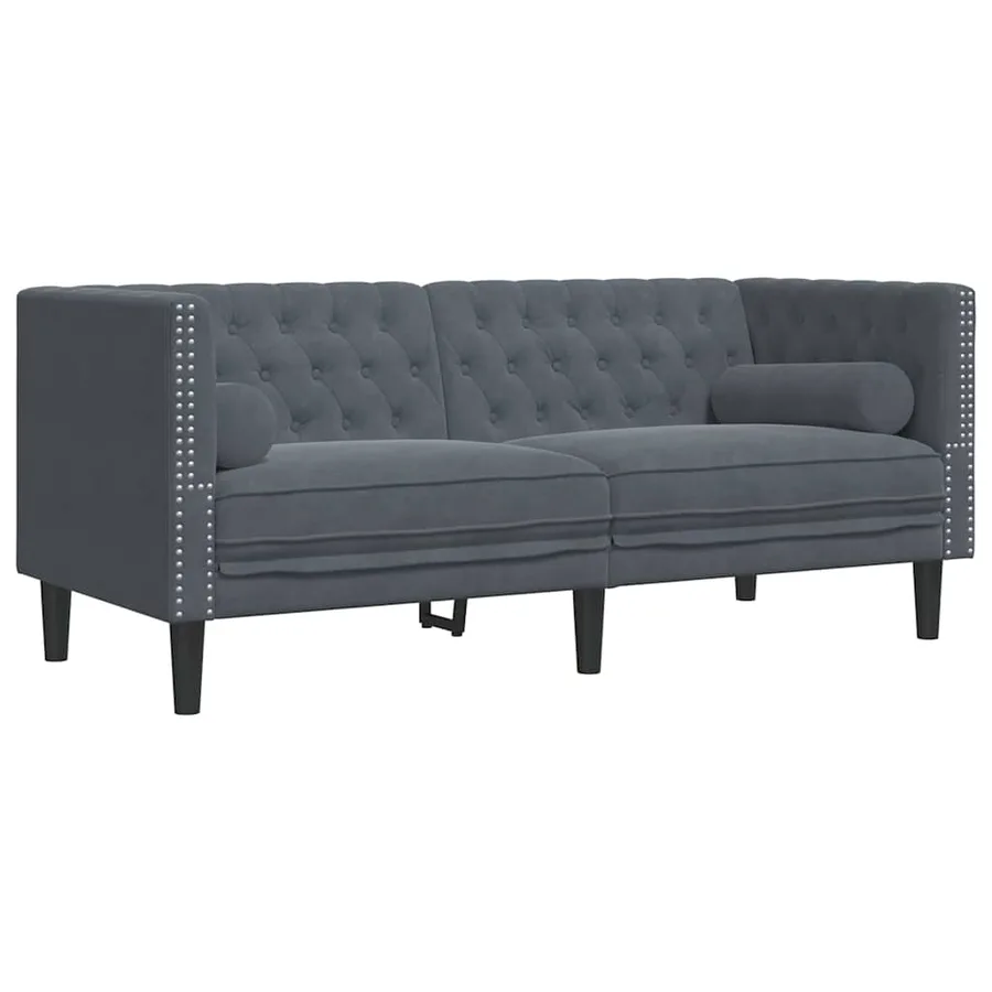 Canapé Gris foncé 174 x 74,5 x 70,5 cm Velours - 2