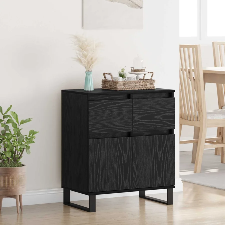 Buffet Chêne noir 60 x 35 x 70 cm Bois d'ingénierie et fer