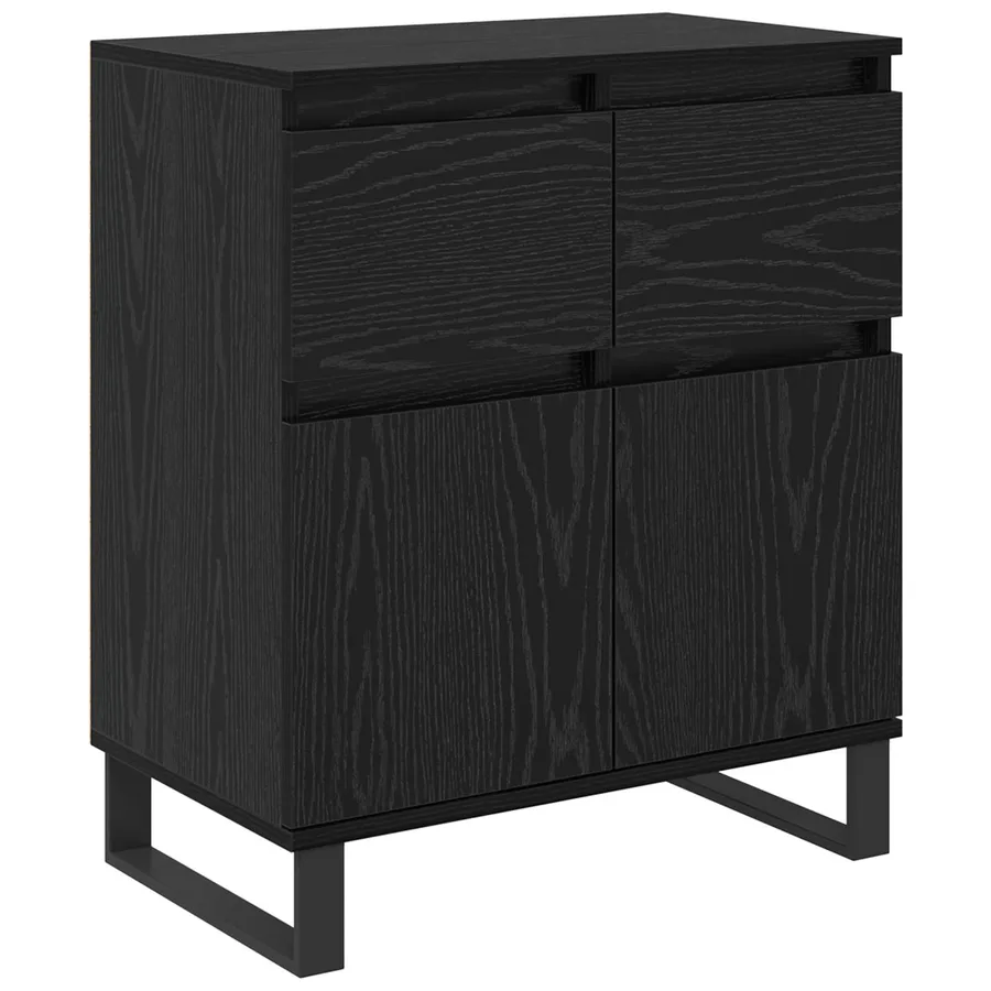 Buffet Chêne noir 60 x 35 x 70 cm Bois d'ingénierie et fer - 2