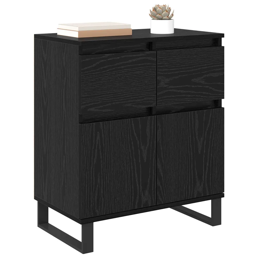 Buffet Chêne noir 60 x 35 x 70 cm Bois d'ingénierie et fer - 3