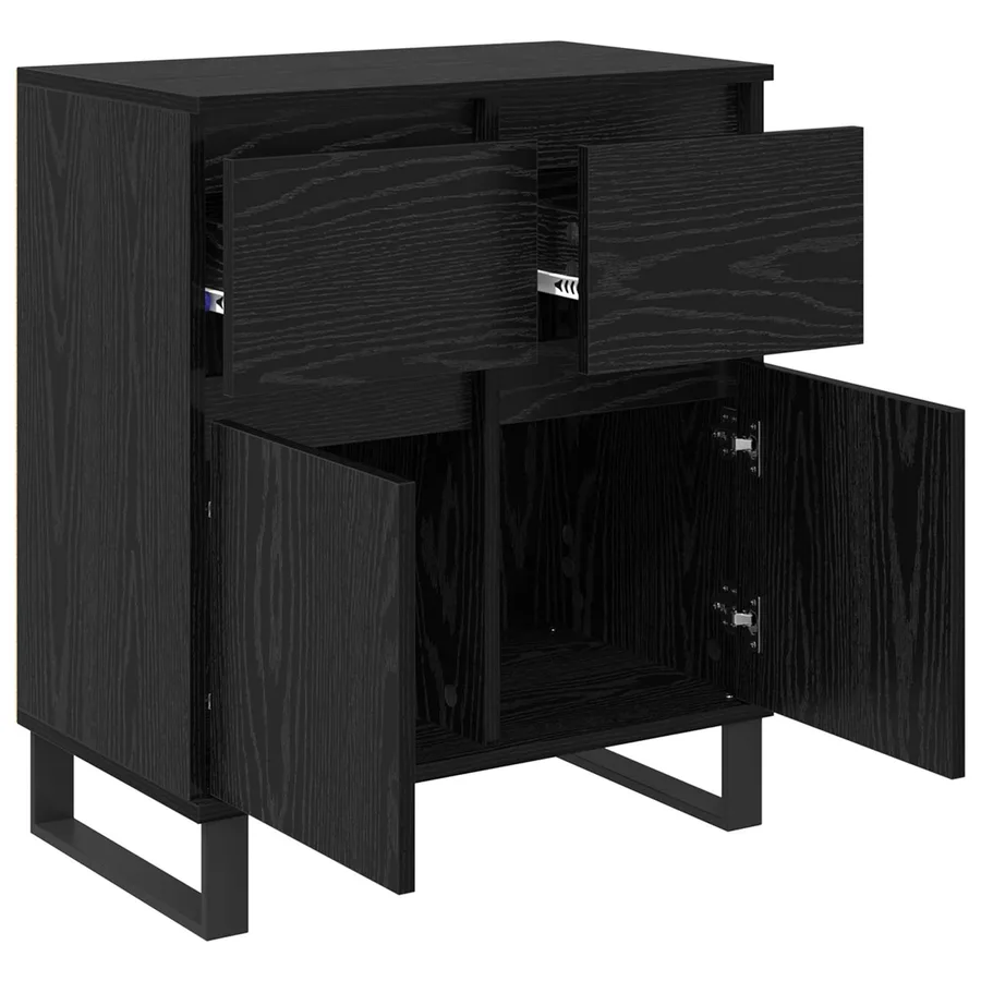 Buffet Chêne noir 60 x 35 x 70 cm Bois d'ingénierie et fer - 5