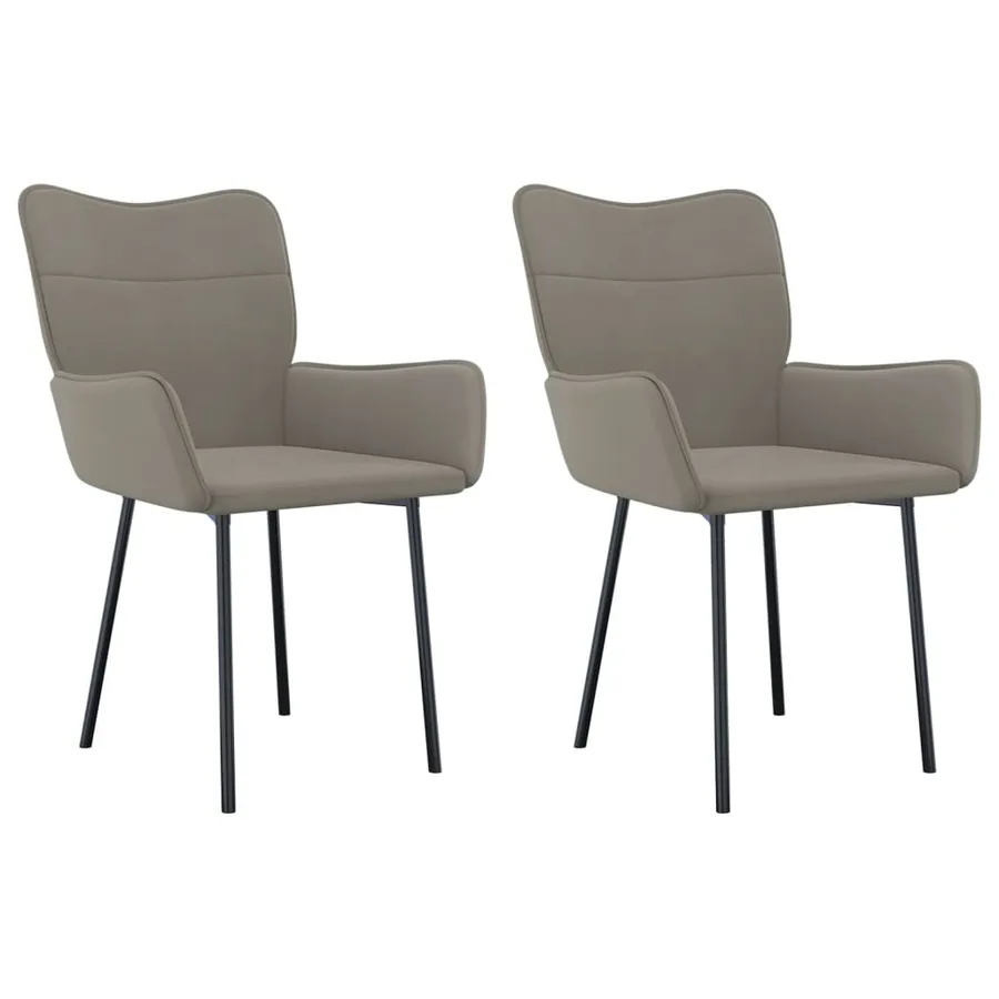Chaises à manger lot de 2 Gris clair Velours - 2