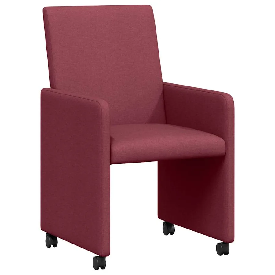 Chaises de Salle à Manger avec Roues 2 pcs Bordeaux tissu - 2