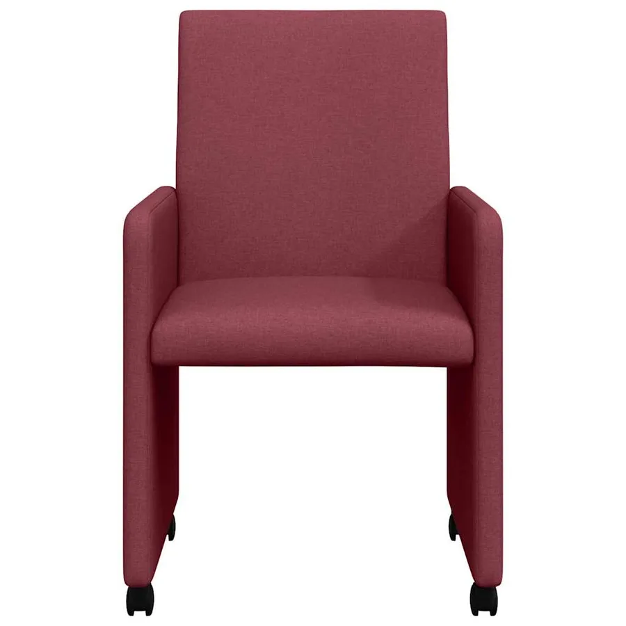 Chaises de Salle à Manger avec Roues 2 pcs Bordeaux tissu - 4