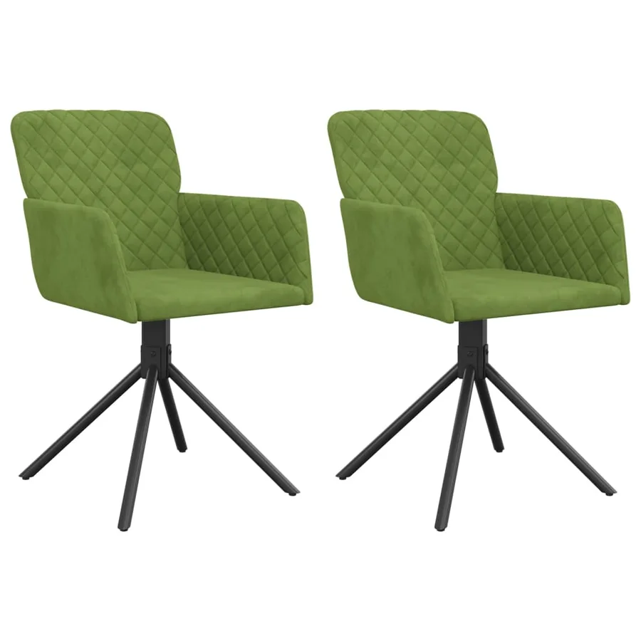 Chaises pivotantes à manger lot de 2 Vert clair Velours - 2