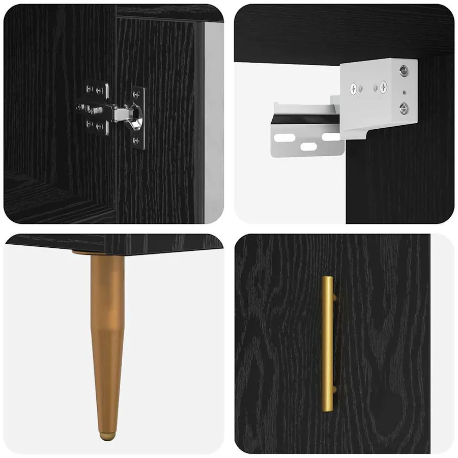 Haut Armoire 2 pcs Chêne noir Bois d'ingénierie - 11