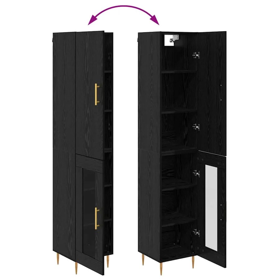 Haut Armoire 2 pcs Chêne noir Bois d'ingénierie - 12