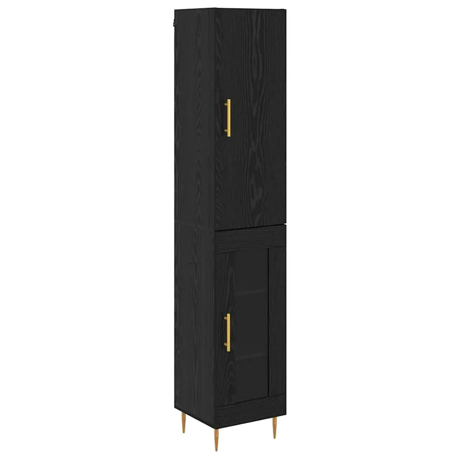 Haut Armoire 2 pcs Chêne noir Bois d'ingénierie - 2