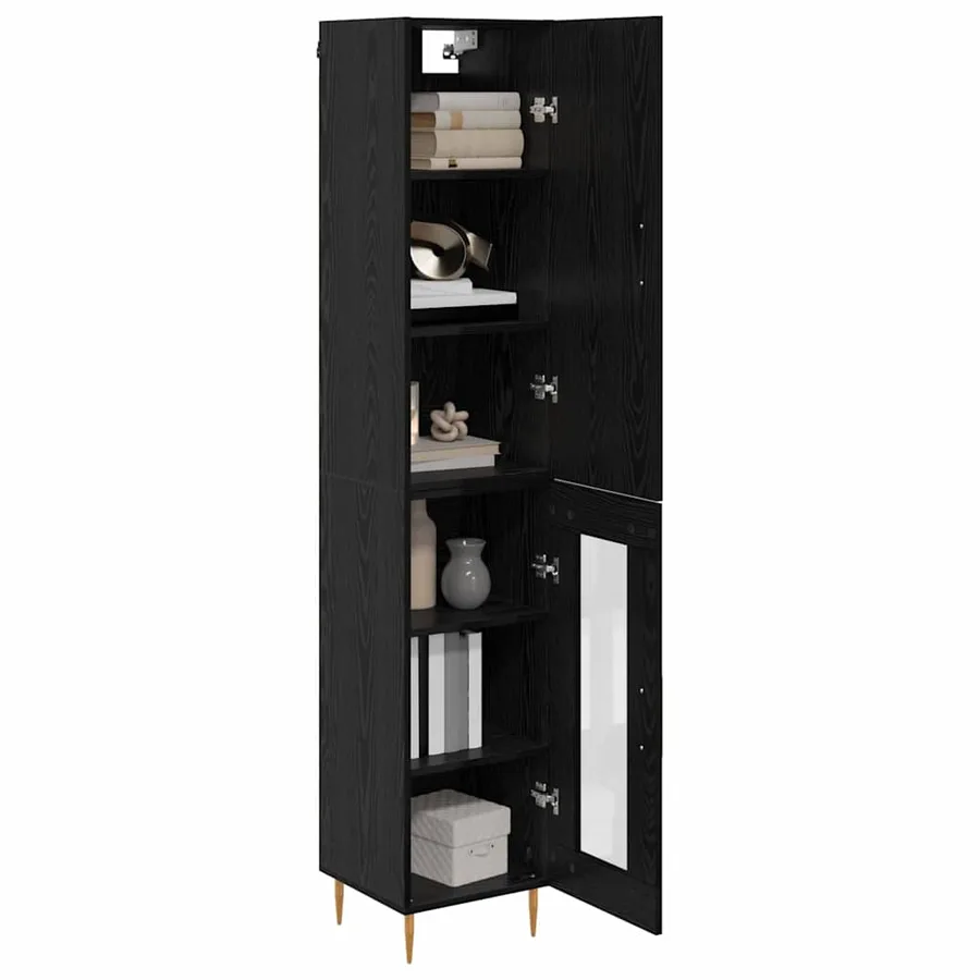 Haut Armoire 2 pcs Chêne noir Bois d'ingénierie - 3
