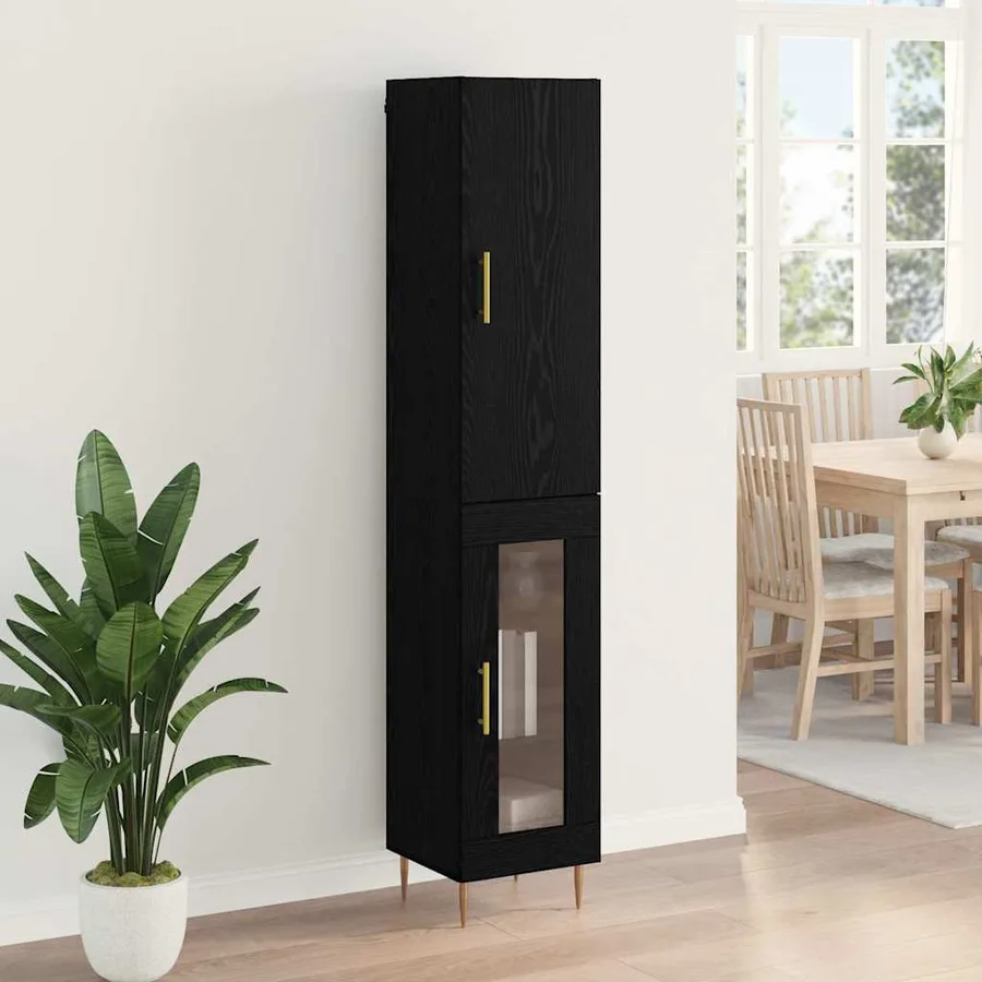 Haut Armoire 2 pcs Chêne noir Bois d'ingénierie - 4
