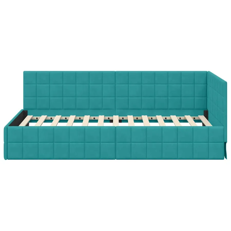 Cadre de lit d'angle Turquoise 90 cm x 190 cm Velours - 5