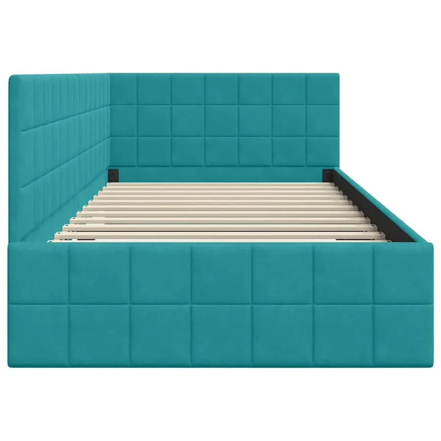 Cadre de lit d'angle Turquoise 90 cm x 190 cm Velours - 6