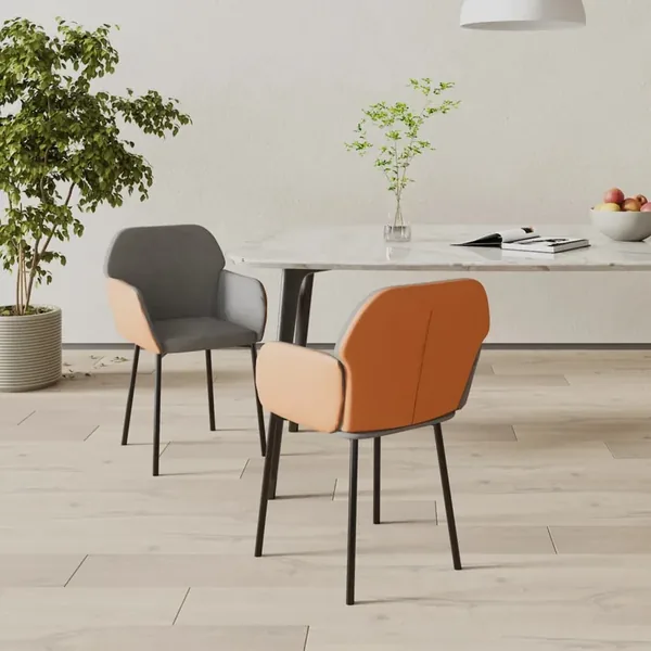 Chaises à manger lot de 2 gris clair tissu et similicuir