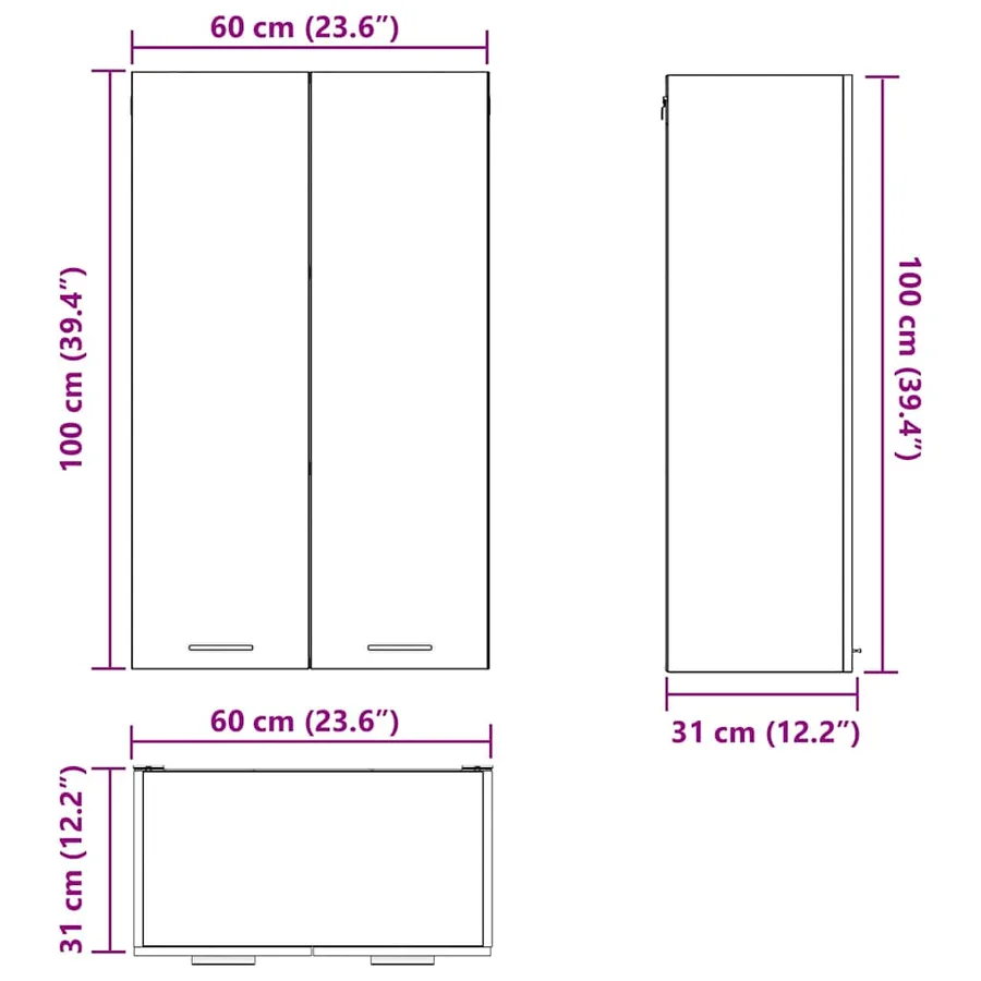 Armoire suspendue avec porte Chêne artisanal 60 x 31 x 100 cm - 13