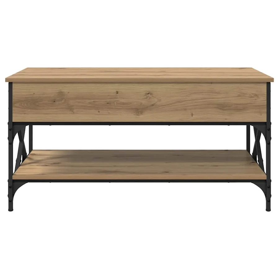 Table basse Chêne artisanal 100 x 50 x 50 cm Bois d'ingénierie - 6