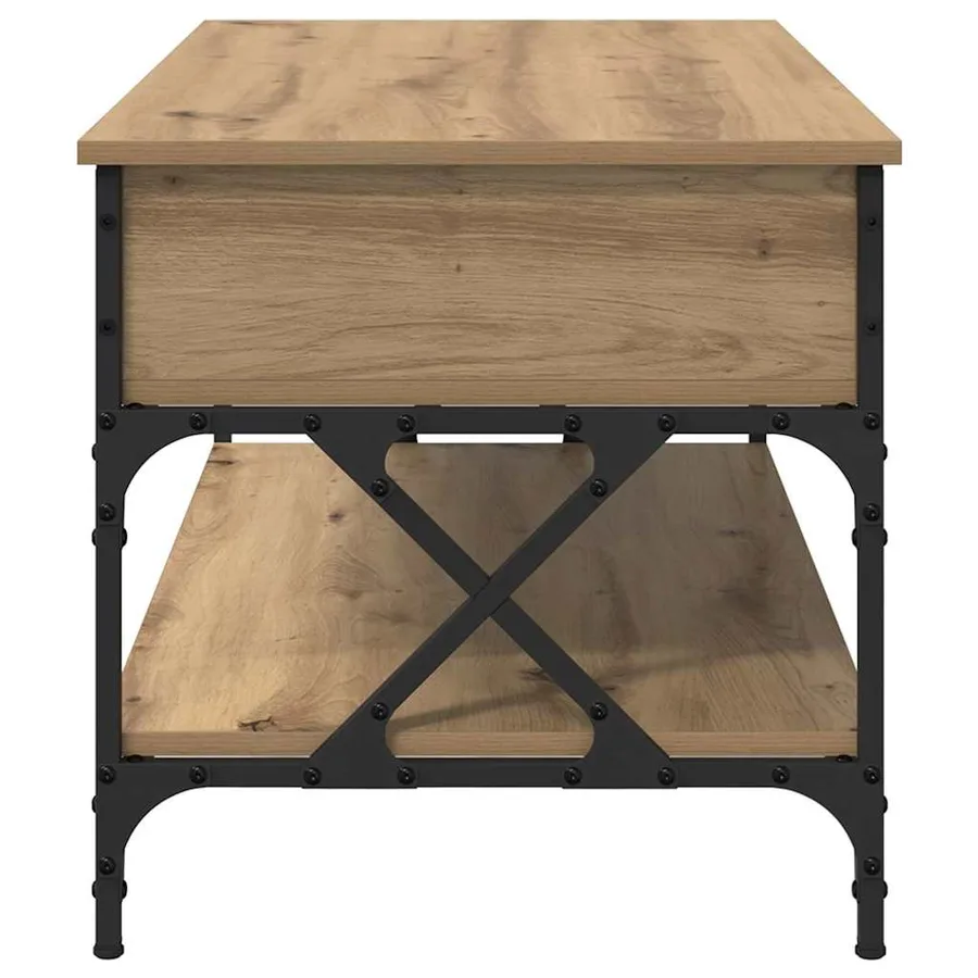 Table basse Chêne artisanal 100 x 50 x 50 cm Bois d'ingénierie - 7
