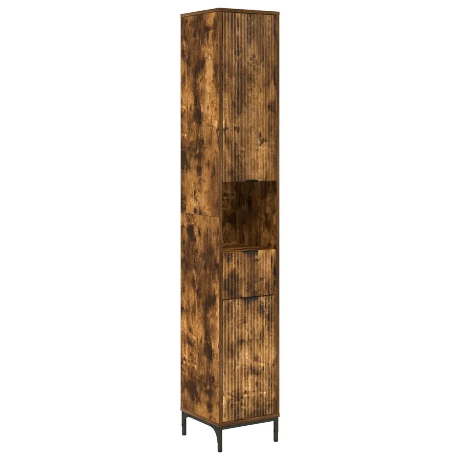 Cabinet de salle de bain Chêne fumé 31,5 x 33 x 190 cm - 2