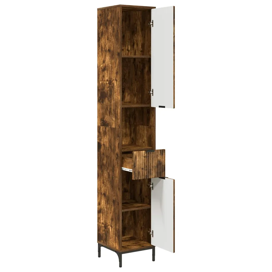 Cabinet de salle de bain Chêne fumé 31,5 x 33 x 190 cm - 5