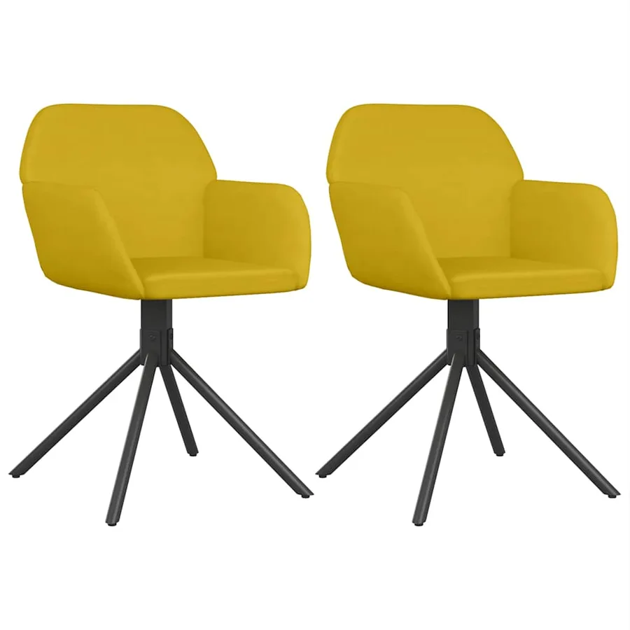 Chaises pivotantes à manger lot de 2 Jaune Velours - 2