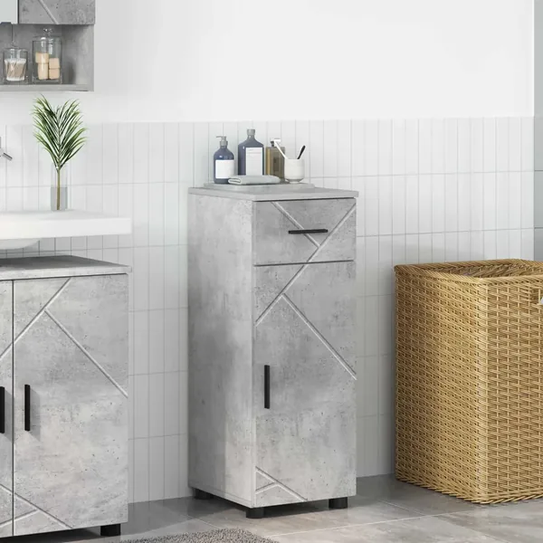Cabinet de salle de bain avec tiroir Gris béton 30 x 35 x 80 cm