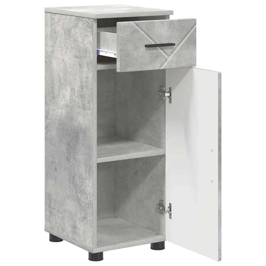 Cabinet de salle de bain avec tiroir Gris béton 30 x 35 x 80 cm - 5