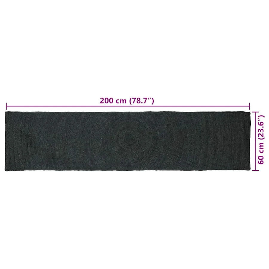 Tapis de surface Gris foncé 60 x 200 cm Jute - 9