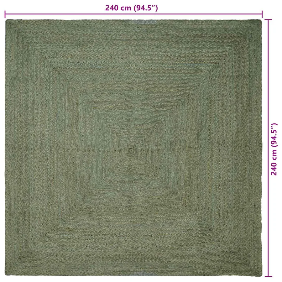 Tapis de surface Carré Vert olive 240 x 240 cm Jute - 7