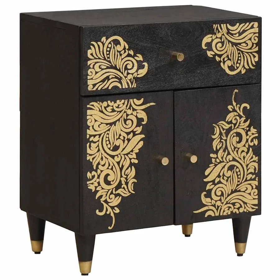 Cabinet de chevet avec porte avec tiroir Noir 50 x 33 x 60 cm