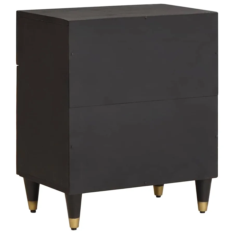 Cabinet de chevet avec porte avec tiroir Noir 50 x 33 x 60 cm - 5