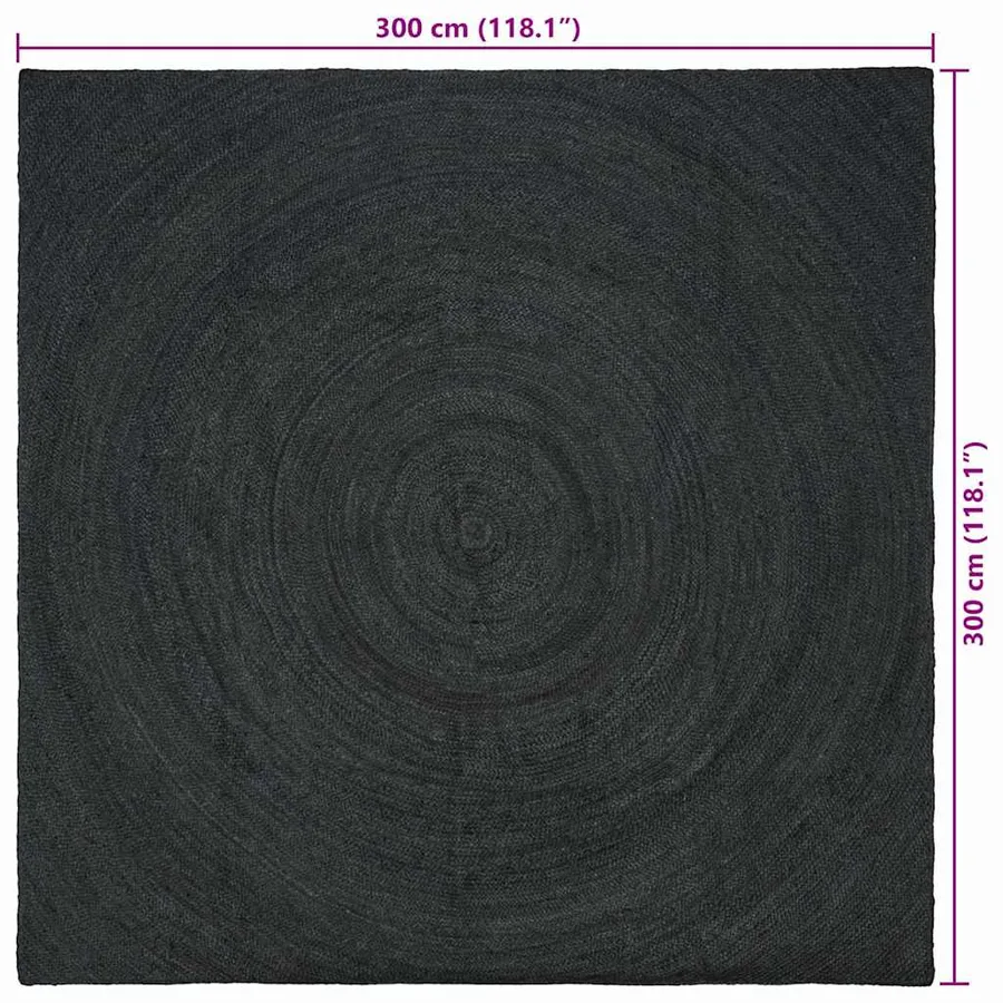 Tapis de surface Gris foncé 300 x 300 cm Jute - 9
