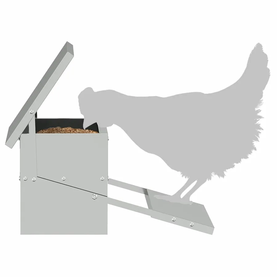 Nourrisseur à pédale pour poules Argent 48,5 x 39,5 x 19 cm - 12