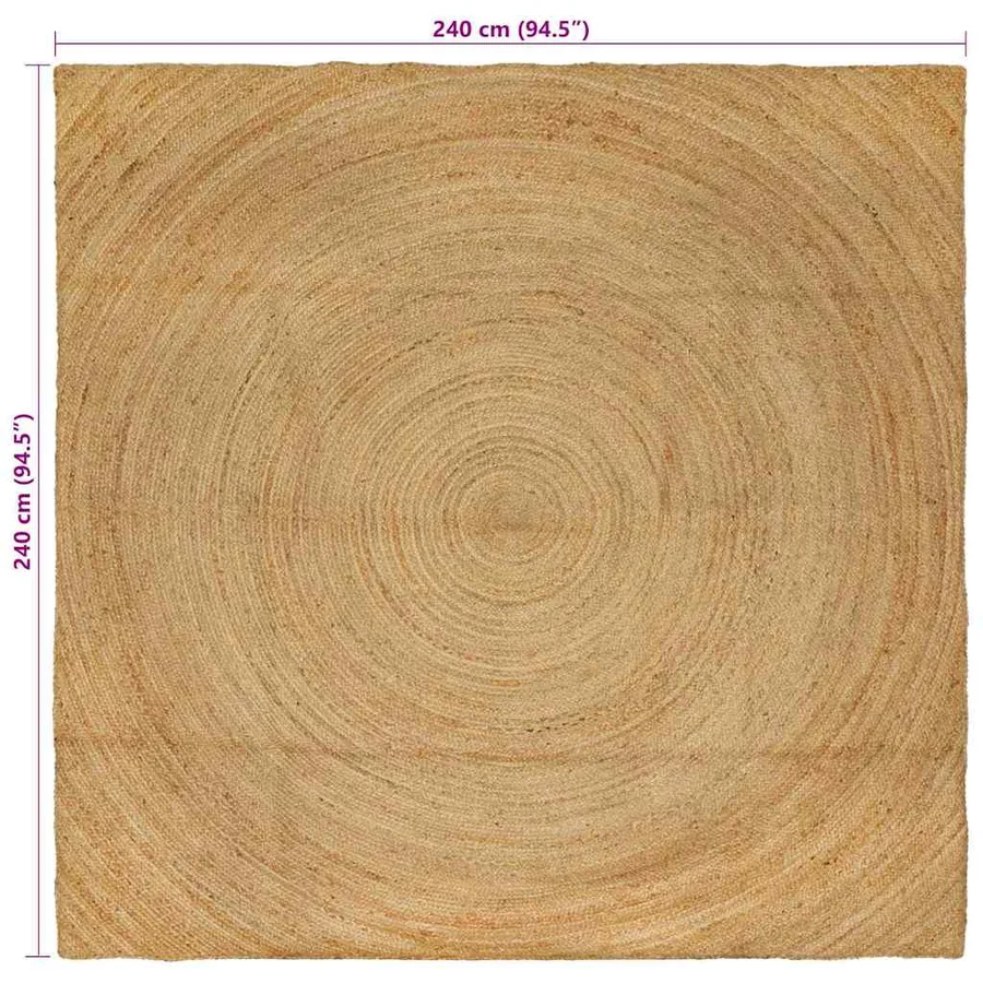 Tapis de surface Naturel 240 x 240 cm Jute - 8