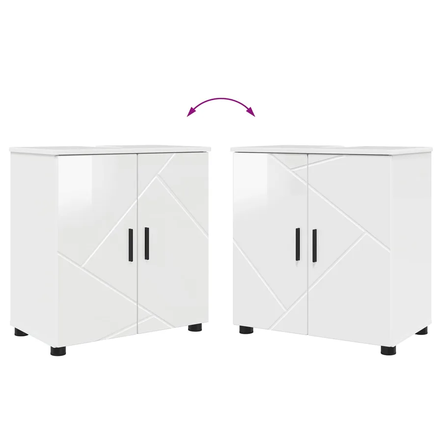 Cabinet de salle de bain Blanc brillant 61 x 35 x 64 cm - 12