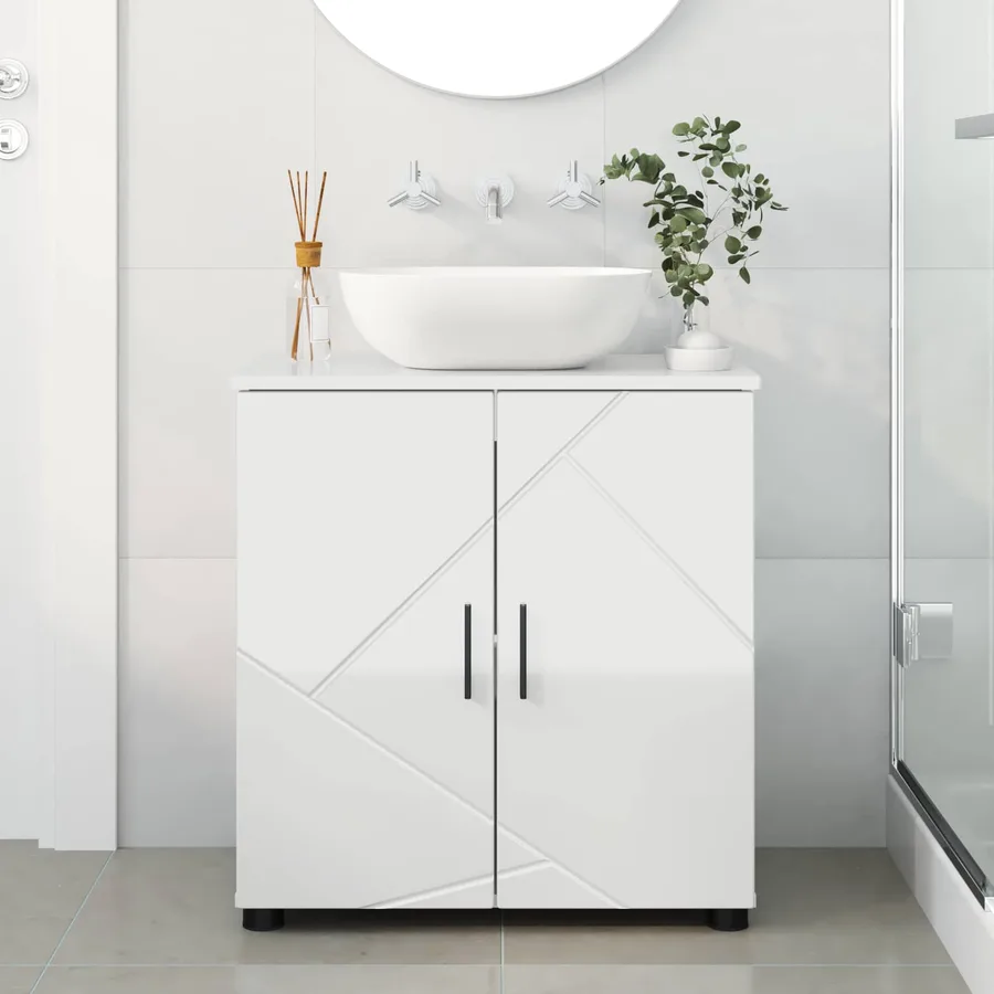 Cabinet de salle de bain Blanc brillant 61 x 35 x 64 cm - 4